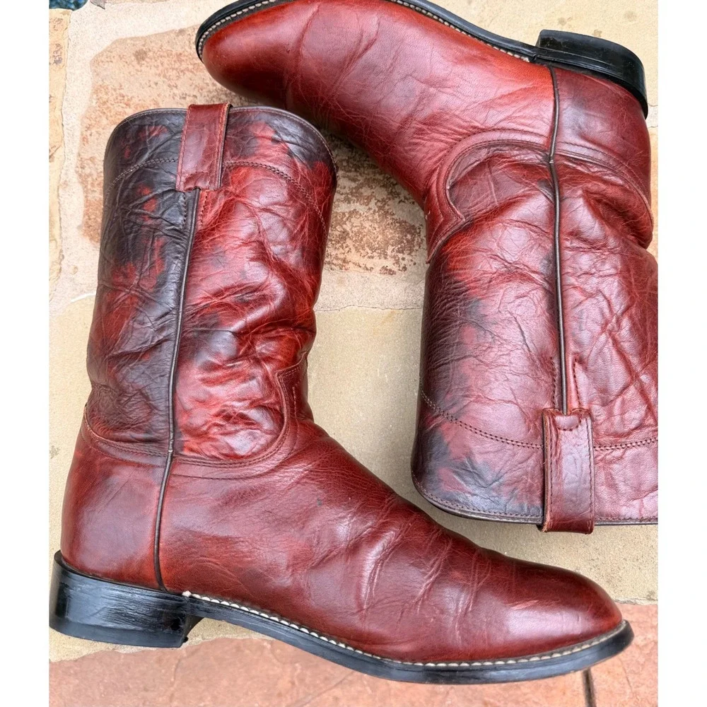 Diamond J Men's 8.5D Oxblood Burgundy Leather Western Cowboy Boots‎